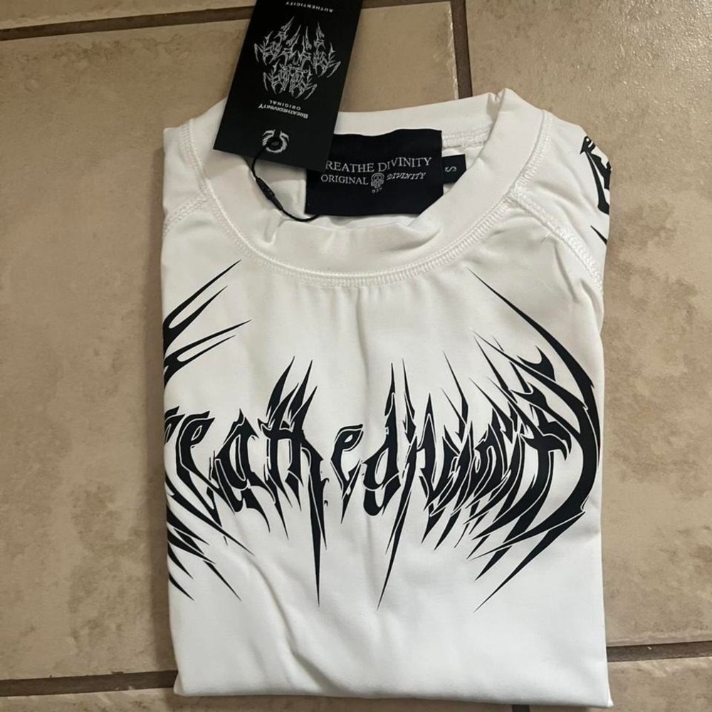 Breathe Divinity White and black gothic style t-shirt